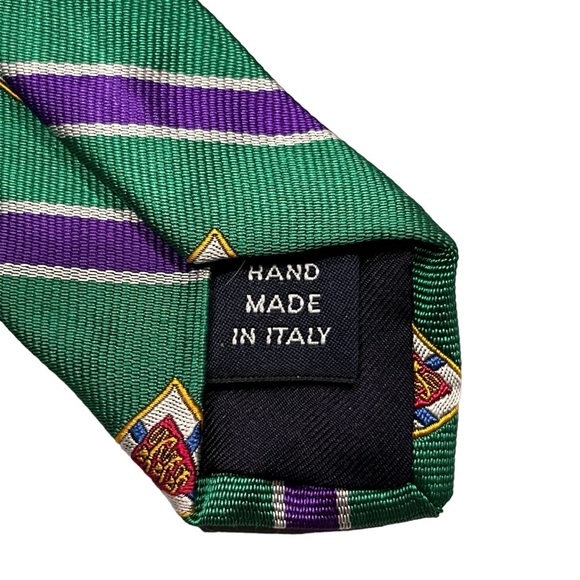 Polo Ralph Lauren Green Stripe Club Mulberry Silk Tie - Picture 6 of 7